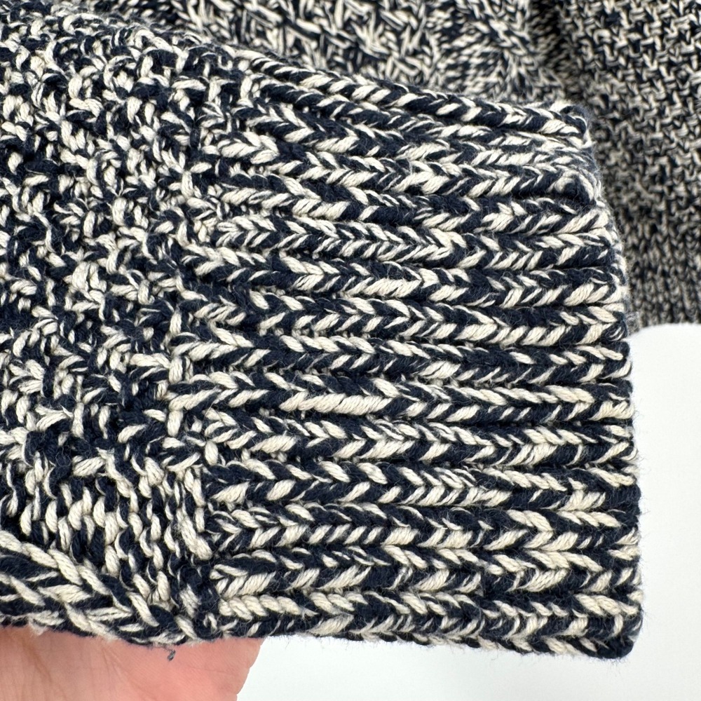 LL Bean Signature Navy Marled Cable Knit Zip Hoodie Sweater Cardigan Women's M - Picture 11 of 14